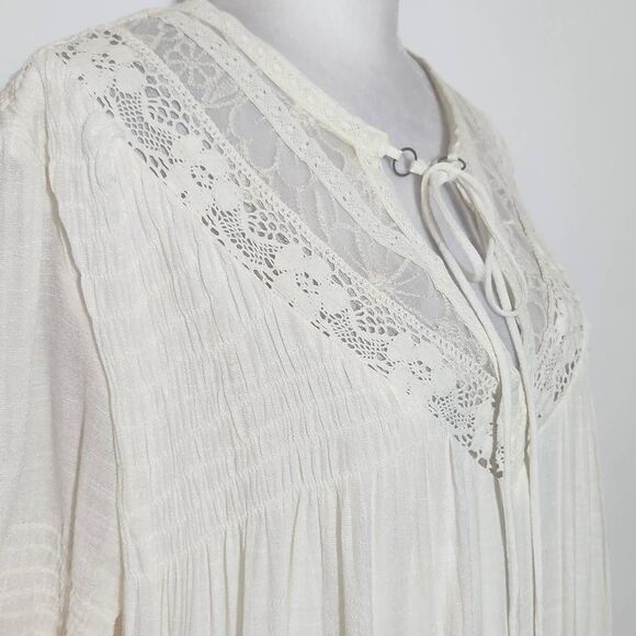J. Gee Cream Boho Mini Dress NWT Size Large Ivory Lace Shift Style Boho Dress - Picture 6 of 14